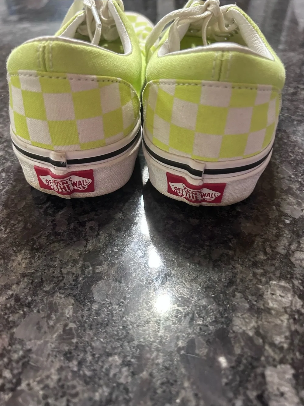 Women’s or men’s Vans Lime and White Checkerboard Low Top Sneakers